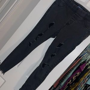 Old Navy Black Distressed Rockstar Mid-rise Jeans
